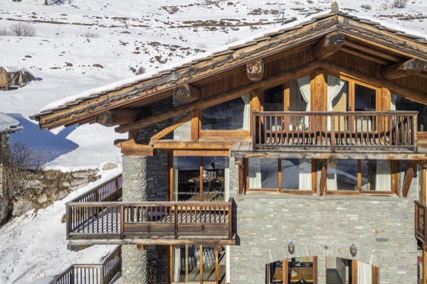 Chalet exterior in winter